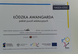 Projekt edukacyjny Nasza Łódź, pakiet puzzli edukacyjnych łódzka awangarda